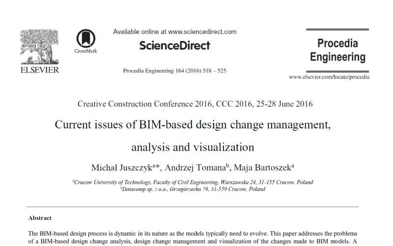 Current issues of BIM based design change management, analysis and visualization